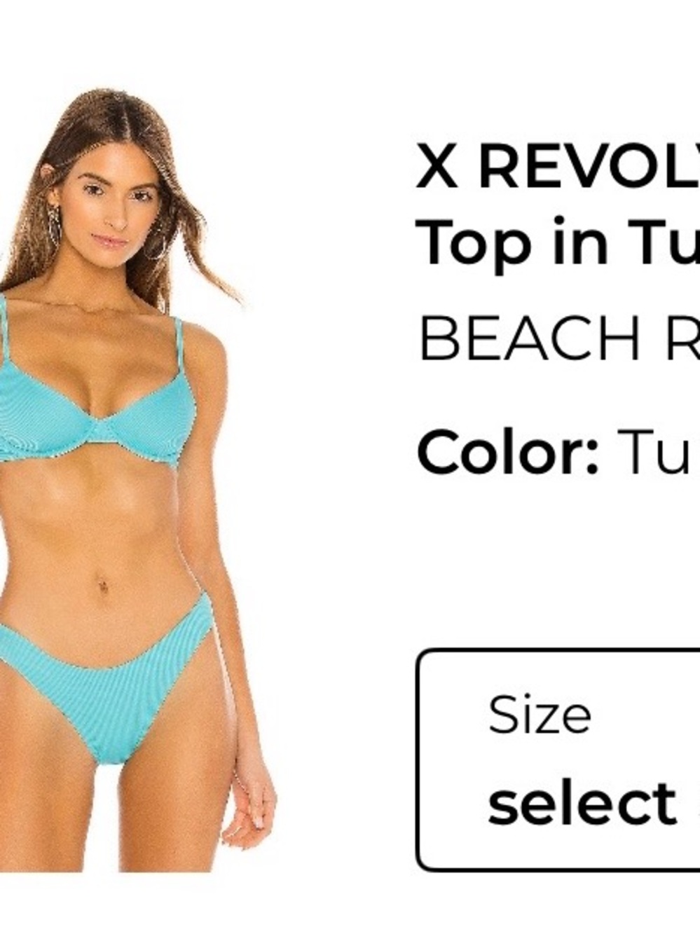 Beach Riot Women’s Turquoise Ribbed Underwire Bikini Set - Picture 3 of 3